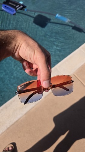 Cartier rimless brown blue - cartier, brown/blue