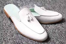 Handmade Men White Leather
