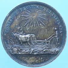 PIACENZA MEDAGLIA 1884 AGRICOLTORI BENEMERITI AVV. PIETRO CERESA COSTA ARGENTO