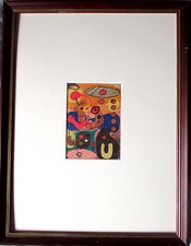 A.R.Penck, disegno a pennarello pezzo unico da libro di schizzi 1973 + cornice + certificato