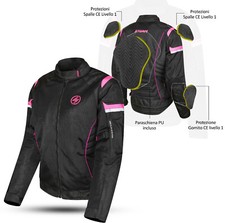 Giacca Donna Moto estiva protezioni Omologate Cordura Tessuto Mesh Traspirante