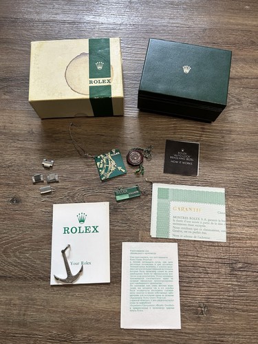 Rolex vtg green stripe box - stripe, box-
