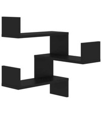Scaffale Angolare da Parete Nero 40x40x50 cm in Truciolato