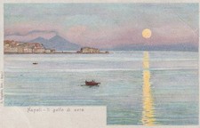 CARTOLINA DI NAPOLI ,IL GOLFO DI SERA - Ed. E. REGOZINO - 1900  non viaggiata