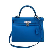 HERMÈS KELLY 32 EVERCOLOR BLU HYDRA