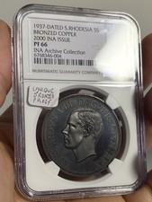 1937 S. Rhodesia Edoardo VIII Rame Bronzato 5S NGC PF66 – INA Numero 1 di 1