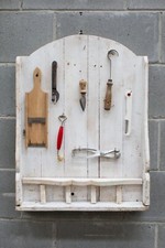 Portaoggetti a Parete con Utensili da Cucina Vintage Shabby Chic