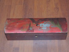 Antica scatola porta incenso giapponese in legno laccato dipinto a mano