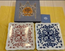 Richard Ginori BABELE Set coppia piatti quadrati 22 cm rosso blu