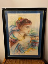 Jovan Vulic (1951) Ritratto di ragazza,tecnica mista su carta, cm 70x50, firmato