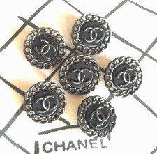 CHANEL Bottone vintage in metallo nero 20 mm (set di 6)