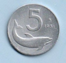 5  lire 1951  moneta italiana rara