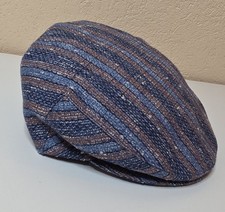 Cappello Uomo Coppola Made in Italy blu rigato cotone M P Best Quality