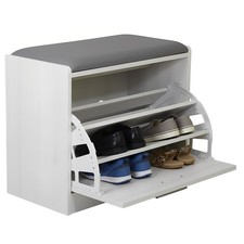 SCARPIERA PANCA INGRESSO IN LEGNO CON CUSCINO E ANTA SALVASPAZIO 60X30X48 CM