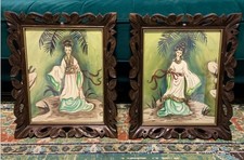 Quadri acquerello uomo e donna orientali firmati TOLSON normanni originali d'epoca