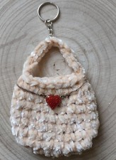 Portachiavi Porta Auricolari Borsetta Fatto A Mano All'uncinetto 