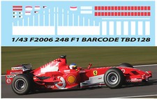 1/43 Decals per FERRARI 248 F1 F2006 2006 SCHUMACHER BARCODE  TBD128