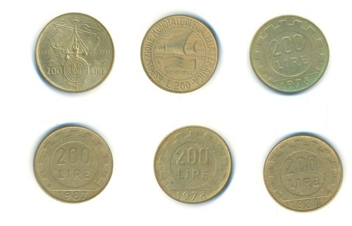 Sei vecchie monete italiane - monete, da