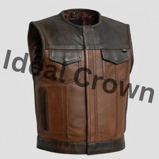 Gilet moto uomo pelle marrone