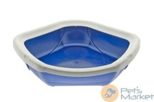 Lettiera per gatto corner aperta angolare salva spazio 52x50x14h blu o bordeaux