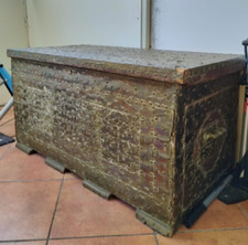 Cassapanca Antica fine 800 Spagnola ricoperta in Ottone ( Foto originale )