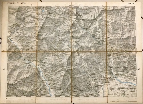 1855 carta topografica biella - topografica,