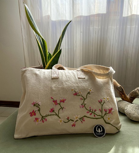Tote con zip cotone antico - in,