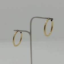 ORECCHINI A CERCHIO A SEZIONE TONDA IN ORO GIALLO 750 18KT 1 GRAMMI (8354)