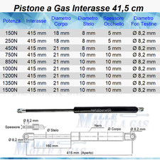 2 PISTONI A GAS MOLLE PER LETTO CONTENITORE INTERASSE 415 mm PISTONE MOLLA A GAS