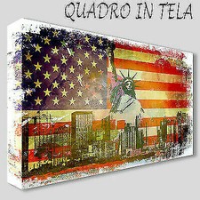 QUADRI MODERNI TELA XXL 200X125 STATUA DELLA LIBERTA' NEW YORK AMERICA ARREDO