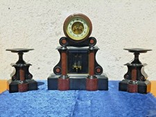 Antico Trittico Orologio in Marmo e bronzo con colonne Francia funzionante '800