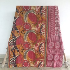 Trapuntino singolo vintage etnico Kantha Throw fatto a mano copriletto 1 pezz...
