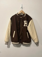 Giacca da baseball H&M marrone oversize Varsity Bomber "HAWKS" taglia - XS