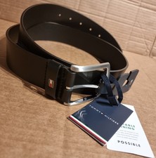 Cintura uomo Tommy Hilfiger Denton 4.0 nera 100% pelle - vita 95 cm / 36"-38"