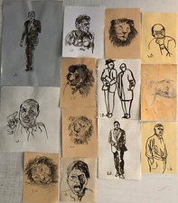  13  Vecchi disegni a china  formati vari  - NC1638