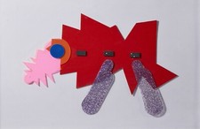 Renato Volpini collage su cartone 82x55 cm autentica su foto