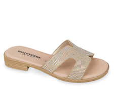 Sandali ciabatte Valleverde 55400 beige con strass tacco 2,5 cm Made in Italy