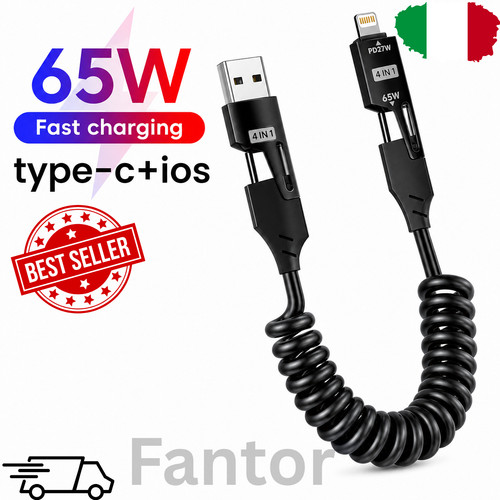 Cavo usb retrattile 65w - cavo, in