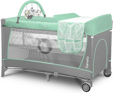 Flower 2In1 Lettino Da Campeggio Neonato Pieghevole Con Fasciatoio, Box Bambini 