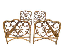 2 letti in bambu' giunco   midollino paperolle inizi del XX secolo