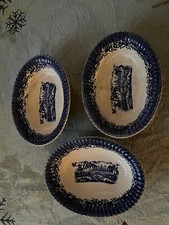 LOTTO 3 ANTICHE CIOTOLE  CERAMICA  WILLOW BLU 800