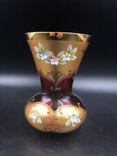 Vaso soprammobile vetro Murano colore rosso fiamma oro vecchio vintage