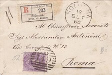 Storia postale Regno 50 cent. De La Rue - Em.Torino Raccomandata x Roma
