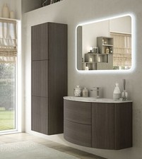Mobile bagno sospeso Eden rovere scuro, cm 90, solo base e lavabo in vetro