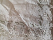 Lenzuolo Stupendo antico  matrimoniale  Puro Lino Ricamo A Mano