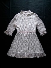 Abito a camicia donna Mango M / 42 IT leggero con volant fiori 100% seta chiffon