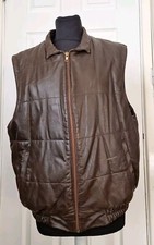 Gilet vintage Toff London uomo vera pelle gilet giacca marrone taglia 42 