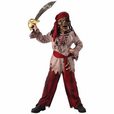 Costume Scheletro Pirata Bucaniere Horror Halloween Vestire Bambino Ragazzi