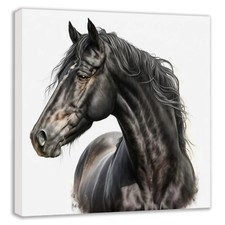 Quadro ritratto di cavallo centesimi stampa artistica canvas su cornice in legno da appendere