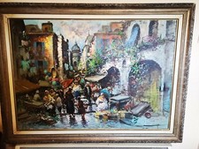 Grande dipinto olio impressionista riproduzione Guarlotti (Torino) metà XX secolo